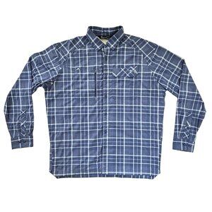 Under Armour Men's Fish Hunter Long Sleeve Blue Plaid Button Down in Size XL